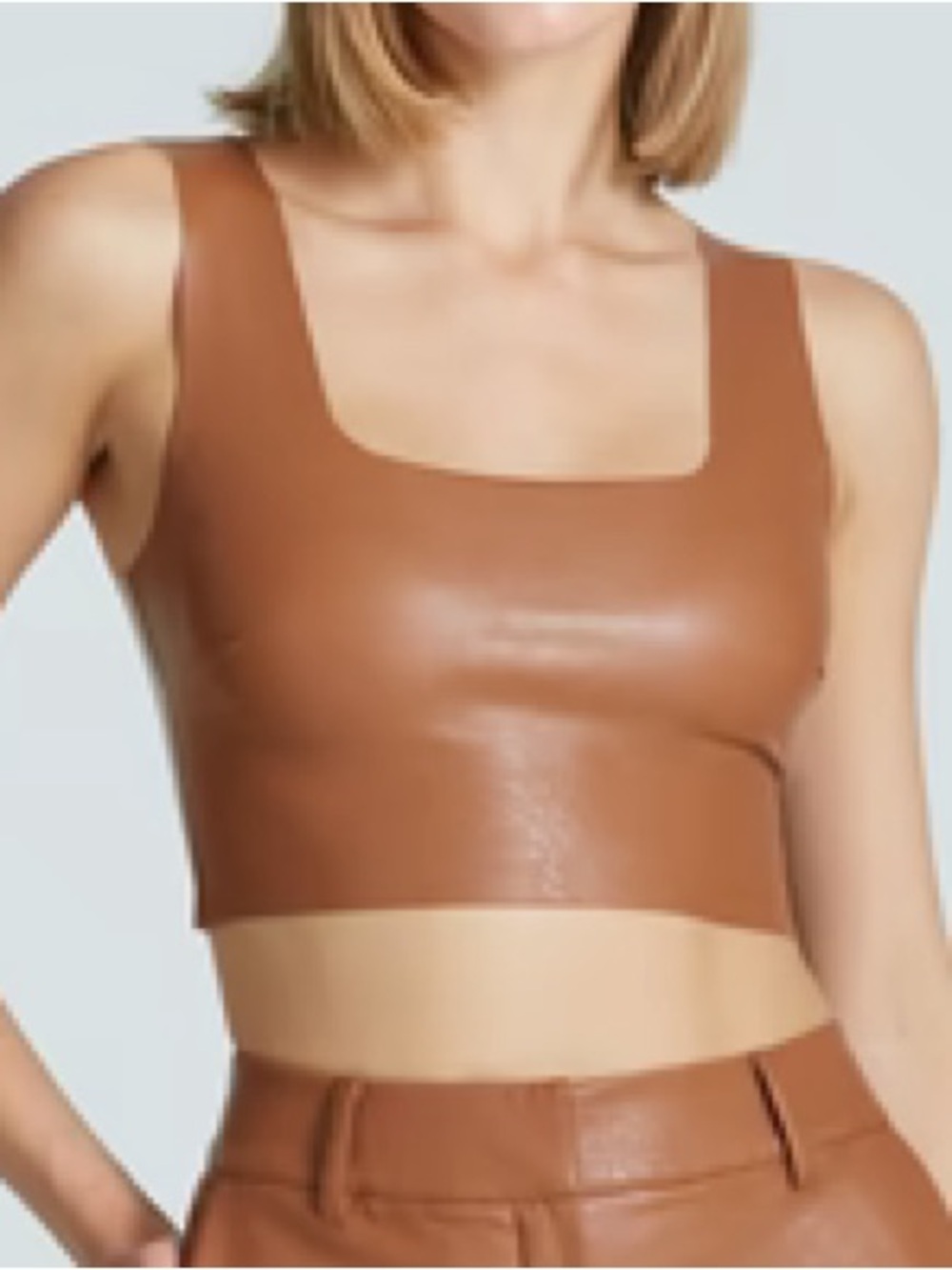 Commando Faux Leather Squareneck Crop Top Cocoa